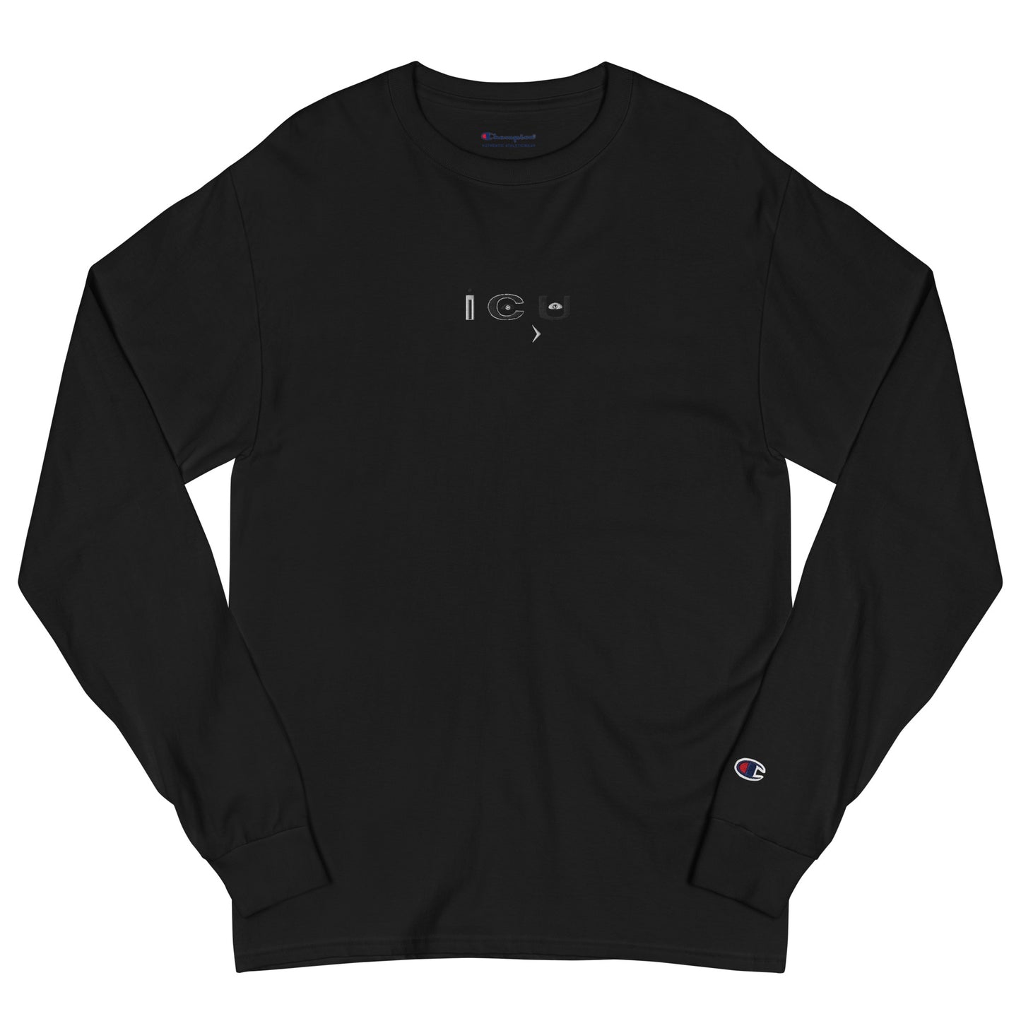 I C U 3x Embroidery (Most Wanted) Much love "Black" Men's Champion Long Sleeve Shirt