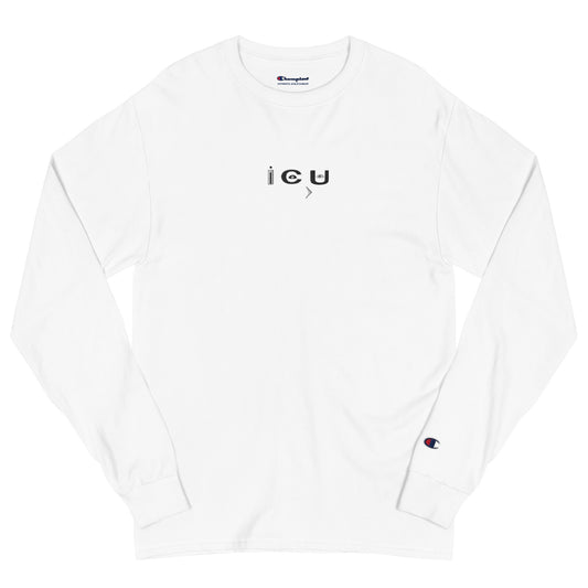 I C U 3x Embroidery  (Most Wanted) Much love "Black" Men's Champion Long Sleeve Shirt