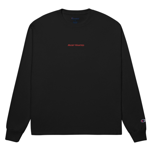 RED MOST WANTED CHAMPION LONG SLEEVE SHIRT