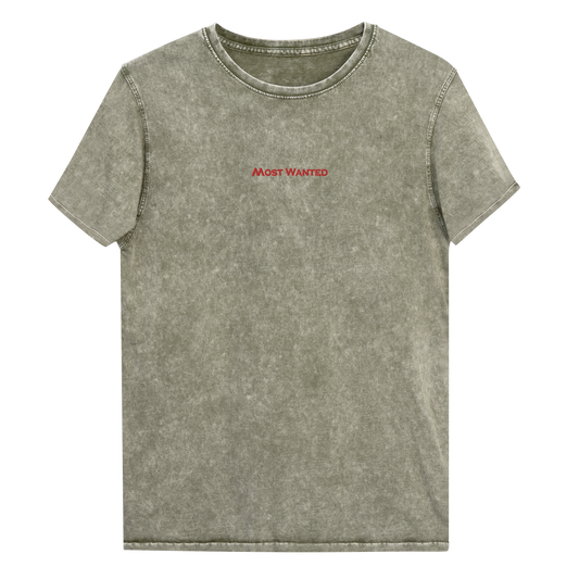 Red Embroidery Most Wanted Denim T-Shirt ⭐⭐